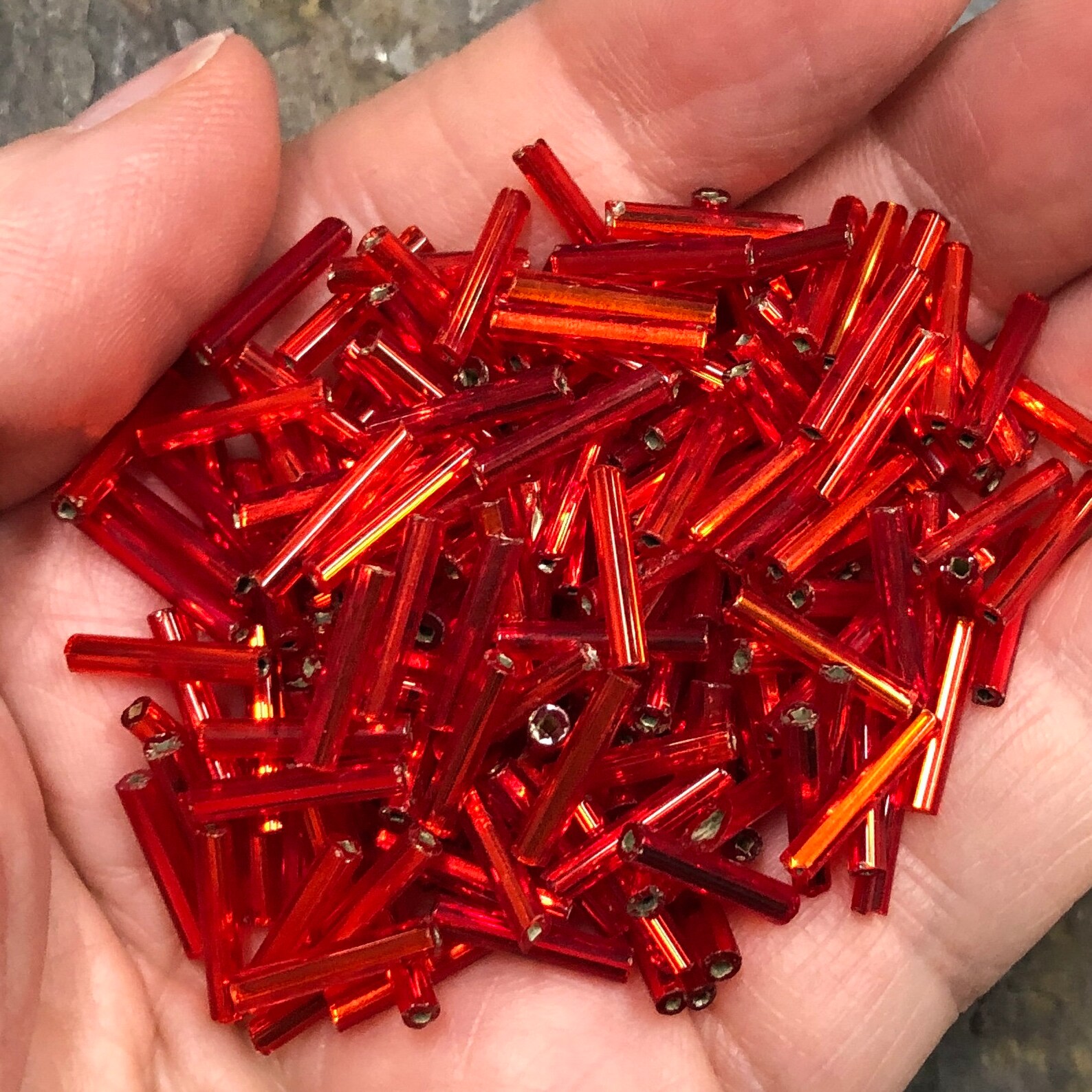 12mm Bugle Beads Light Red Silver Lined 20 grams Etsy