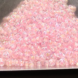 8/0 Japanese Seed Beads - Lined Pale Pink Miyuki # 272 ( 5&quot; round tube, approx 22 grams)
