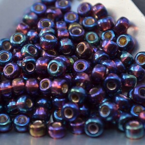6/0 Japanese Seed Beads - Silver Lined Dark Smoky Amethyst AB Miyuki # 1013 (5" round tube, approx 20 grams)
