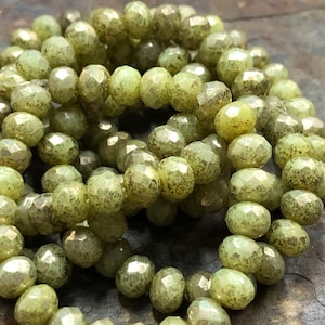 Faceted Rondelles 5mm x 7mm (25) Czech Glass Honeydew Mercury