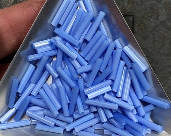 12mm Bugle Beads - Opaque Light Blue (Periwinkle) 20 grams