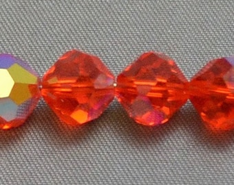 orange crystals Czech Glass Machine Cut Faceted Round Crystal Beads Hyacinth 