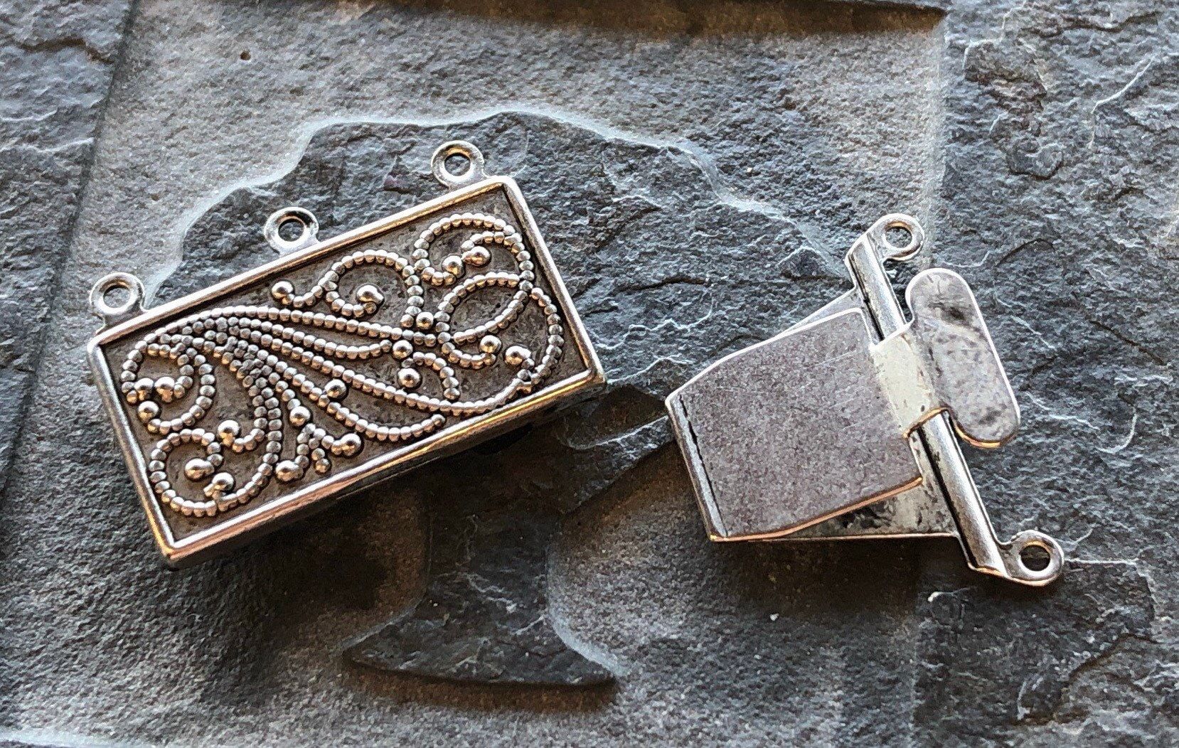 Box Clasp 3 Strand in Antique Silver Finish 23mm X 21mm (1) - Etsy