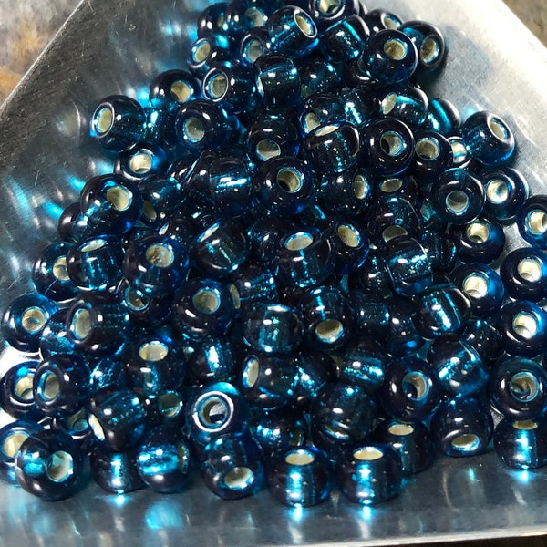 6/0 Japanese Seed Beads - Silver Lined Blue Zircon # 1425 (5" round tube, approx 20 grams)