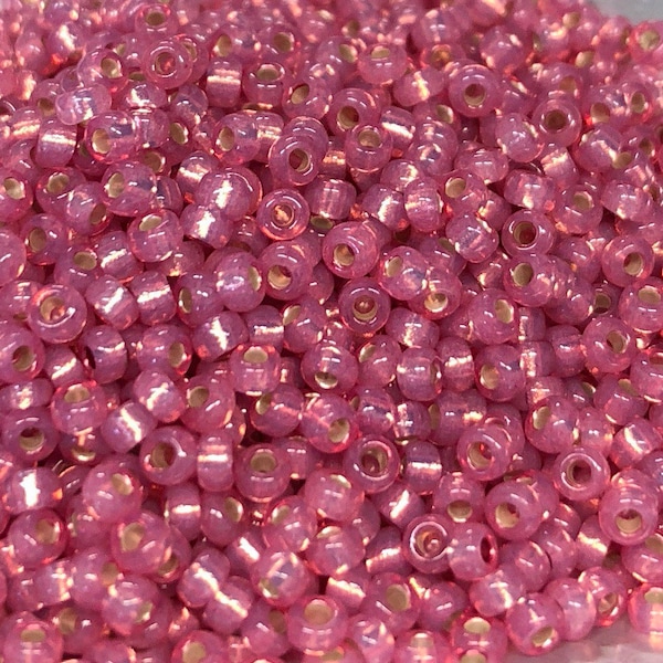 11/0 Japanese Seed Beads - Dark Rose Silver Lined Alabaster #645 (5" round tube approx 23 grams)