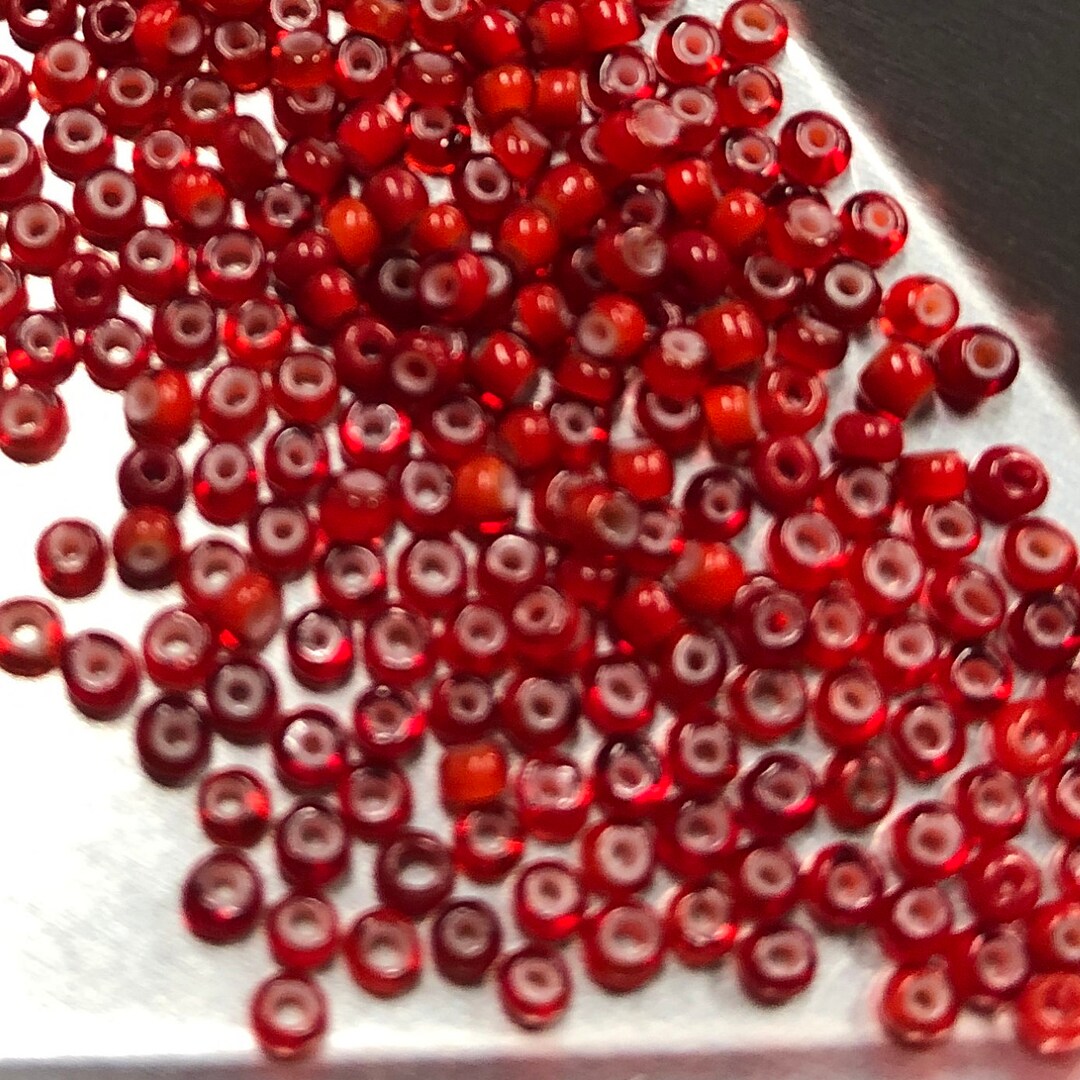 Antique Italian Seed Beads White Heart Red 2 Gram Bag Etsy