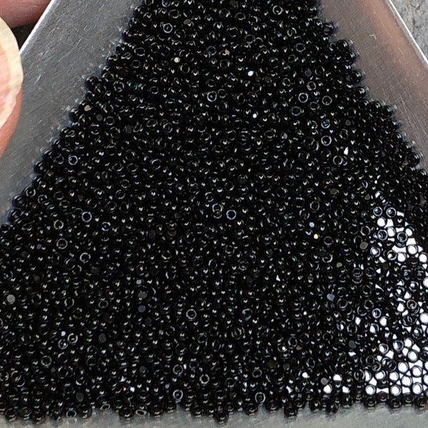 15/0 Czech Charlottes Seed Beads - Jet Black (1.5" round tube, approx 5.4 grams)