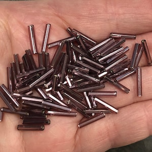 12mm Bugle Beads - Silver Lined Amethyst 20 grams