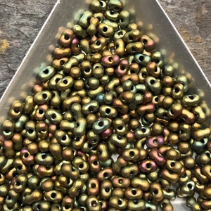 Berry Beads - Matte Metallic Khaki Iris Miyuki #2035  (like Peanut Beads, about 17.5 grams)