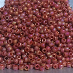 11/0 Japanese Seed Beads - Semi Glazed Rainbow Orange Toho # 2641F (5&quot; round tube, approx 24 grams)