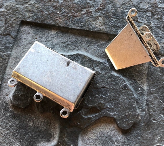 Box Clasp 3 Strand in Antique Silver Finish 23mm X 21mm (1) - Etsy