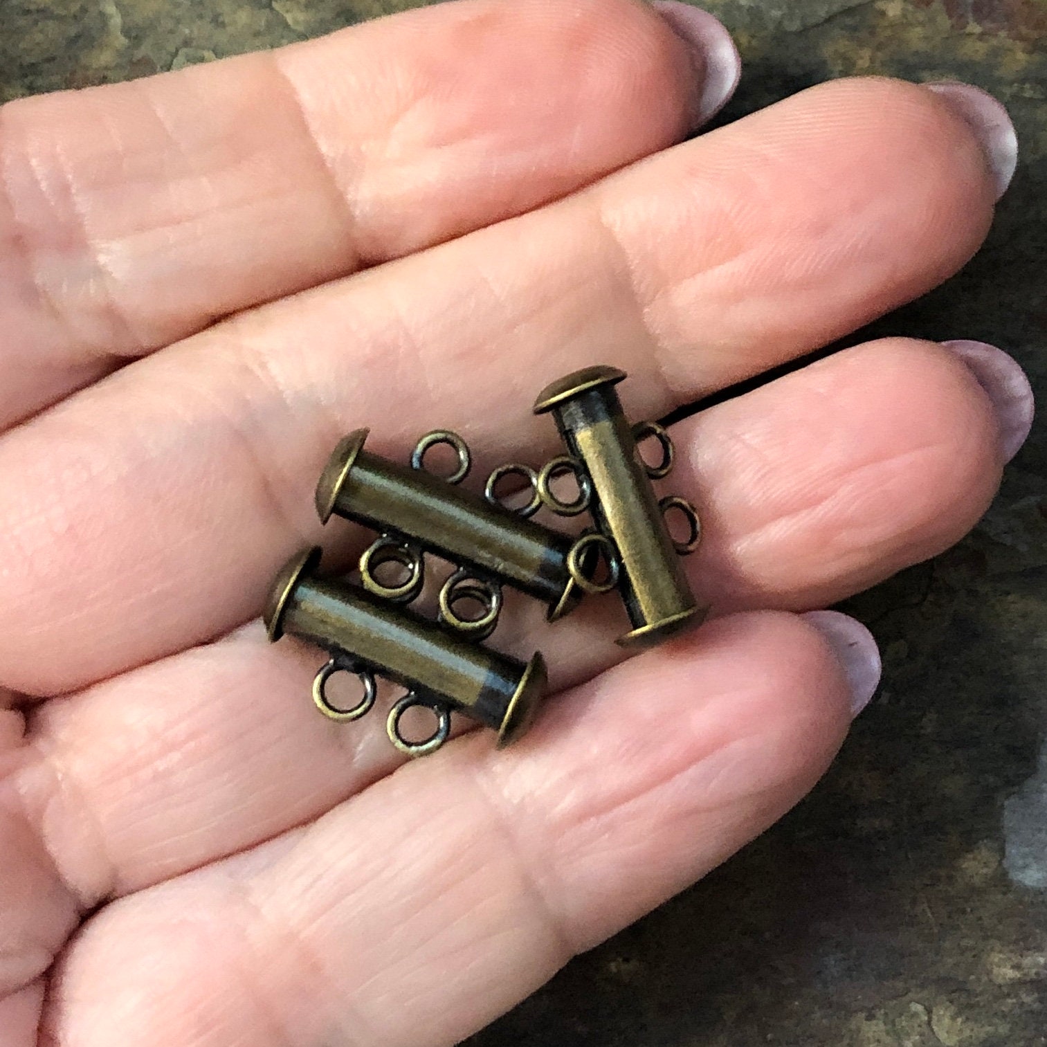 Two Strand Slide Clasp Available in 6 Finishes Package of 3 Etsy