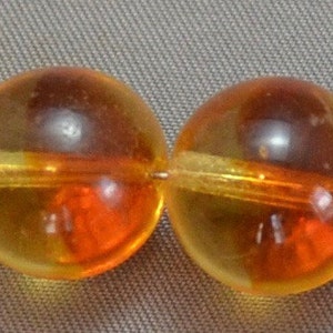 Vintage German Glass - Large Round Two Tone Amber Beads (2)