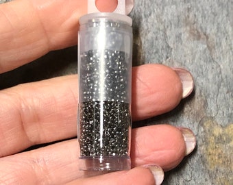 15/0 Czech Charlottes Seed Beads - Crystal Chrome (1.5" round tube, approx 5.4 grams)