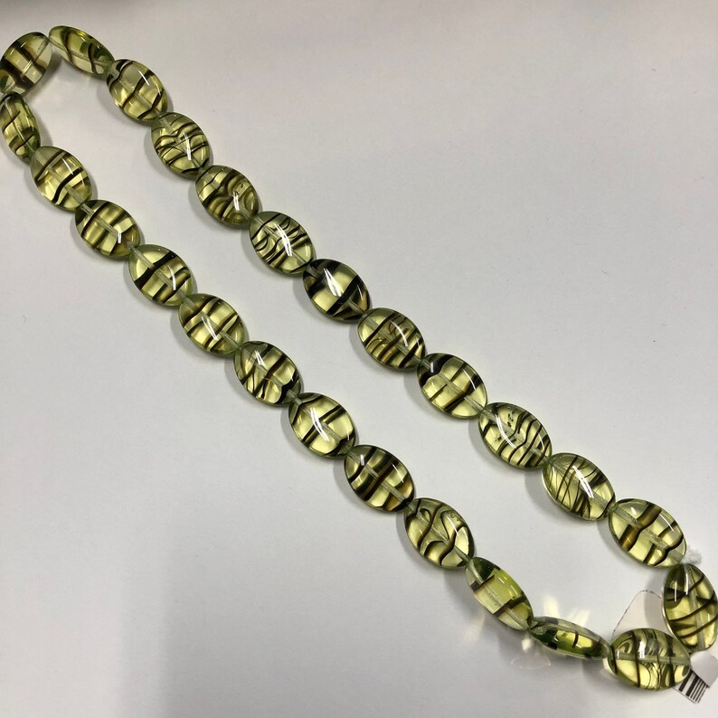 Green Glow, Yellow-Green and Black Tortoise 16x11mm Czech Oval Beads Strand of 25, fluorescent under black light Uranium Glass image 3