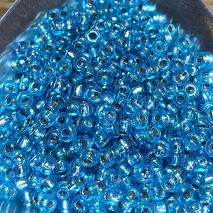 8/0 Japanese Seed Beads - Silver Lined Aqua AB Miyuki # 1018 (5&quot; round tube, approx 22 grams)