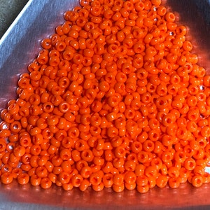 11/0 Japanese Seed Beads - Opaque Orange Miyuki # 406 (5&quot; round tube, approx 24 grams)