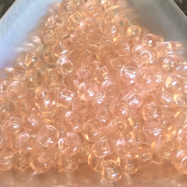 6/0 Japanese Seed Beads - Transparent Light Tea Rose Miyuki # 155 (5" round tube, approx 20 grams)