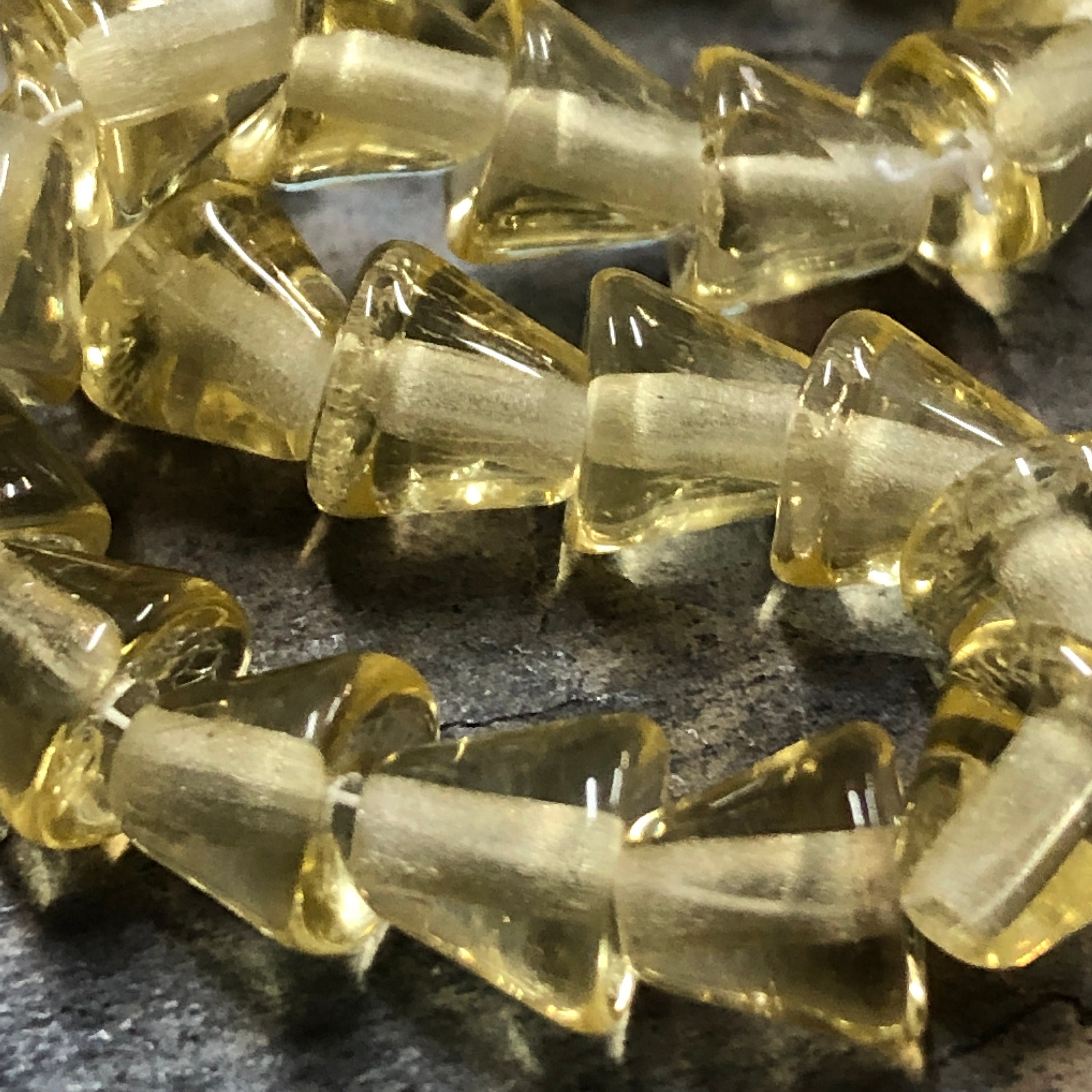 Vintage Czech Glass Beads Transparent Yellow 6mm Bell Beads Etsy