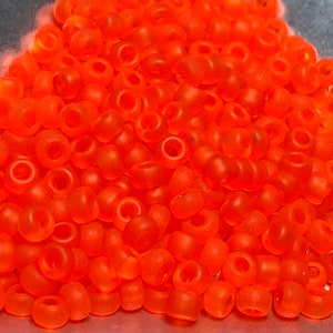8/0 Japanese Seed Beads - Matte Transparent Orange Miyuki # 138F (5&quot; round tube, approx 22 grams)