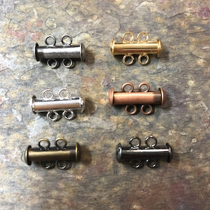 Per Piece Gold Slide Lock Clasps Tube Shape Clasp Connectors 2