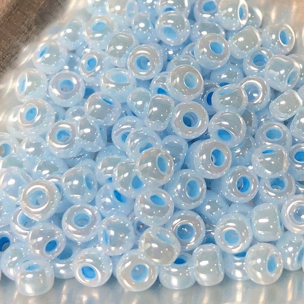 6/0 Japanese Seed Beads - Sky Blue Ceylon Miyuki # 524 (5" round tube, approx 20 grams)