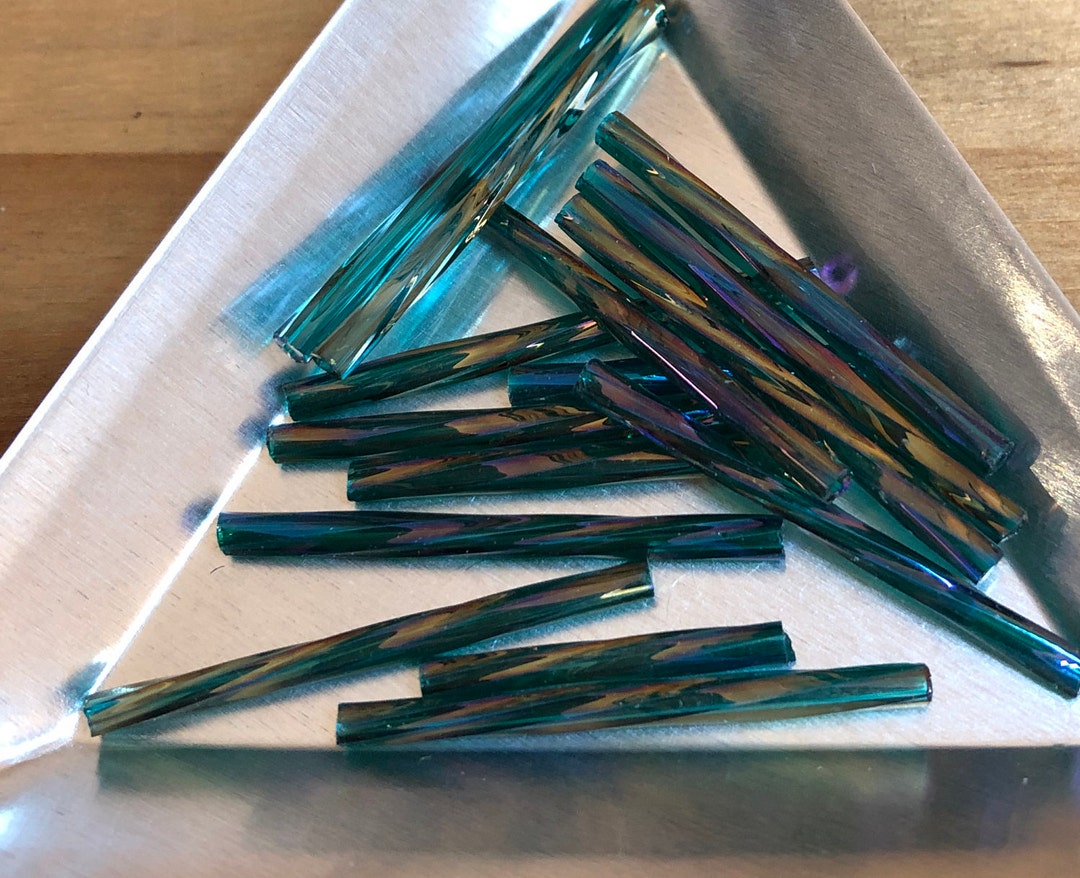 30mm Bugle Beads Twisted - Blue Zircon AB (czech) - Etsy 30mm Bugle Beads Twisted - Blue Zircon AB (czech) - Etsy