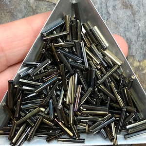 12mm Bugle Beads - Brown Iris Metallic 20 grams