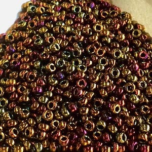 11/0 Japanese Seed Beads - Metallic Gold Iris Miyuki # 462 (5&quot; round tube, approx 24 grams)