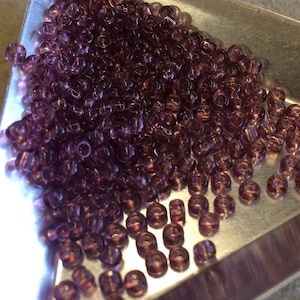8/0 Japanese Seed Beads - Transparent Smoky Amethyst Miyuki # 142 (5" round tube, approx 22 grams)