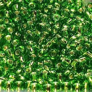 8/0 Japanese Seed Beads - Silver Lined Lime Miyuki # 2423 (5&quot; round tube, approx 22 grams)
