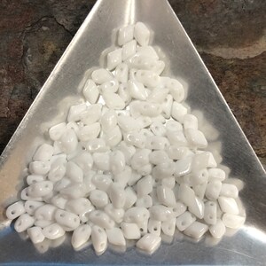 Mini GemDUO 2 hole beads, 6x4mm, Chalk White, 10 gram package