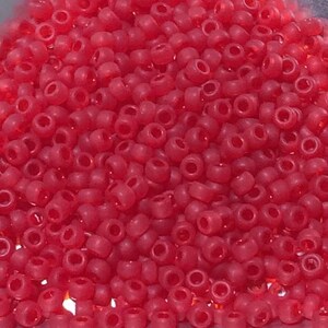 11/0 Japanese Seed Beads - Matte Transparent Red Miyuki # 141F (5" round tube, approx 24 grams)