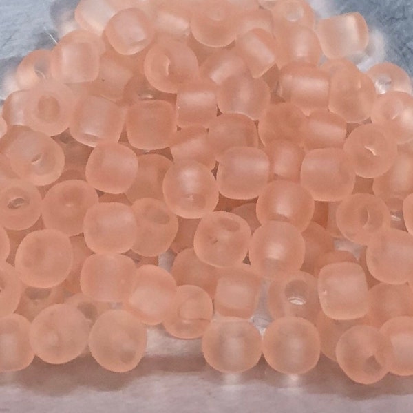 6/0 Japanese Seed Beads - Transparent Frosted Rosaline Toho # 11F (5" round tube, approx 20 grams)