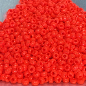 11/0 Japanese Seed Beads - Opaque Red Miyuki # 407 (5" round tube, approx 24 grams)