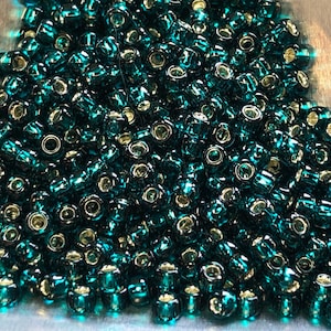 8/0 Japanese Seed Beads - Silver Lined Teal Toho # 27BD (5&quot; round tube, approx 22 grams)