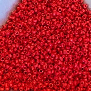 15/0 Japanese Seed Beads - Opaque Red Miyuki # 408 (2" round tube, approx 8.2 grams)