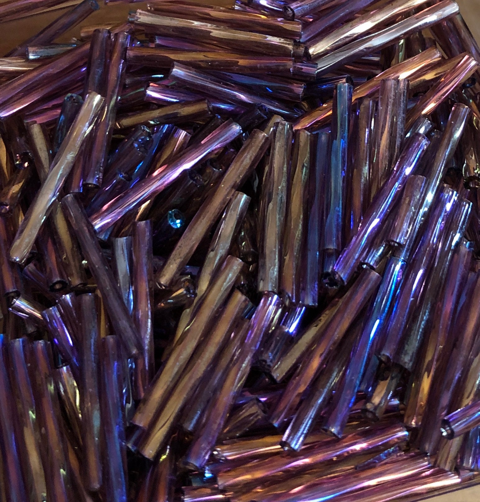 Amethyst SL Bugle Beads 20mm Czech Twisted Glass Beads QTY 50 Jewelry
