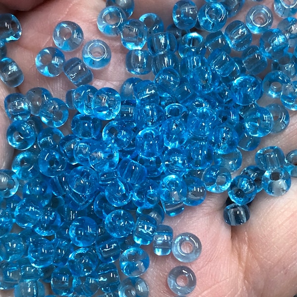 6/0 Japanese Seed Beads - Transparent Aqua Miyuki # 148 (5" round tube, approx 20 grams)