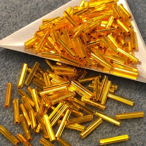 12mm Bugle Beads - Sunflower Silver Lined 20 grams