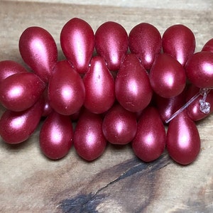 6x9mm Drops Matte Coral Pink (Strand of 25) Czech Glass