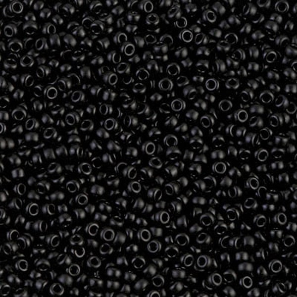 11/0 Japanese Seed Beads - Opaque Black Semi Frost # 401SF (5" round tube, approx 22 grams)