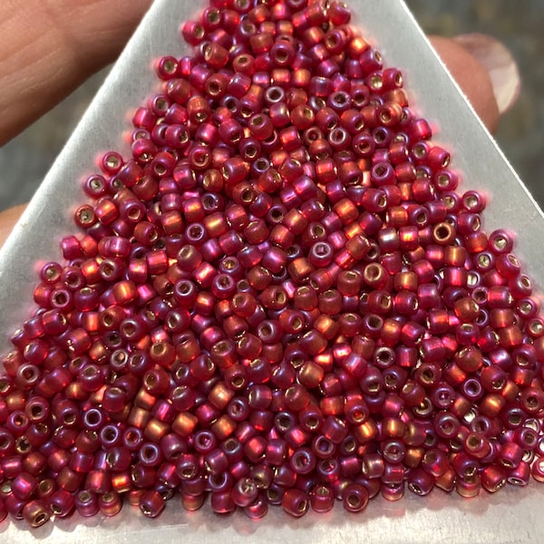 11/0 Japanese Seed Beads - Silver Lined Red Matte AB Matsuno # F638 (5" round tube, approx 24 grams)