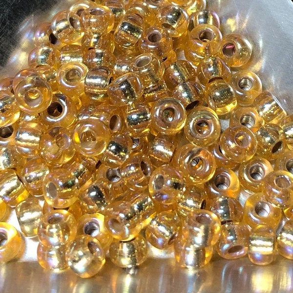 6/0 Seed Beads by Miyuki - Silver Lined Gold AB Miyuki # 1003 (5" round tube, approx 20 grams)