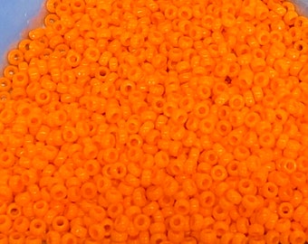 15/0 Japanese Seed Beads - Opaque Tangerine Miyuki # 405 (2" round tube, approx 8.2 grams)