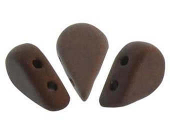 Amos par Puca two-hole Bead - 5x8mm Dark Bronze Matte (10 grams, approx 53 beads)