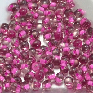 3.4mm Drops: Raspberry Lined Smoky Amethyst Miyuki # F32 (5" round tube, approx. 24 grams)