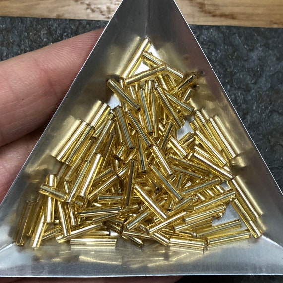 12mm Bugle Beads - Gold Silver Lined 20 grams
