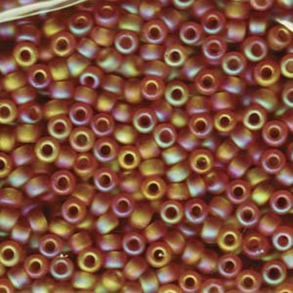6/0 Japanese Seed Beads - Matte Transparent Topaz AB Miyuki # 133FR (5" round tube, approx 20 grams)