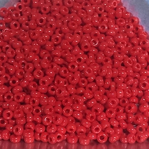 11/0 Japanese Seed Beads - Opaque Red Miyuki # 408 (5" round tube, approx 24 grams)